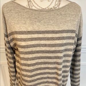 Sioni Wool and Cashmere Blend Gray Striped Sweater